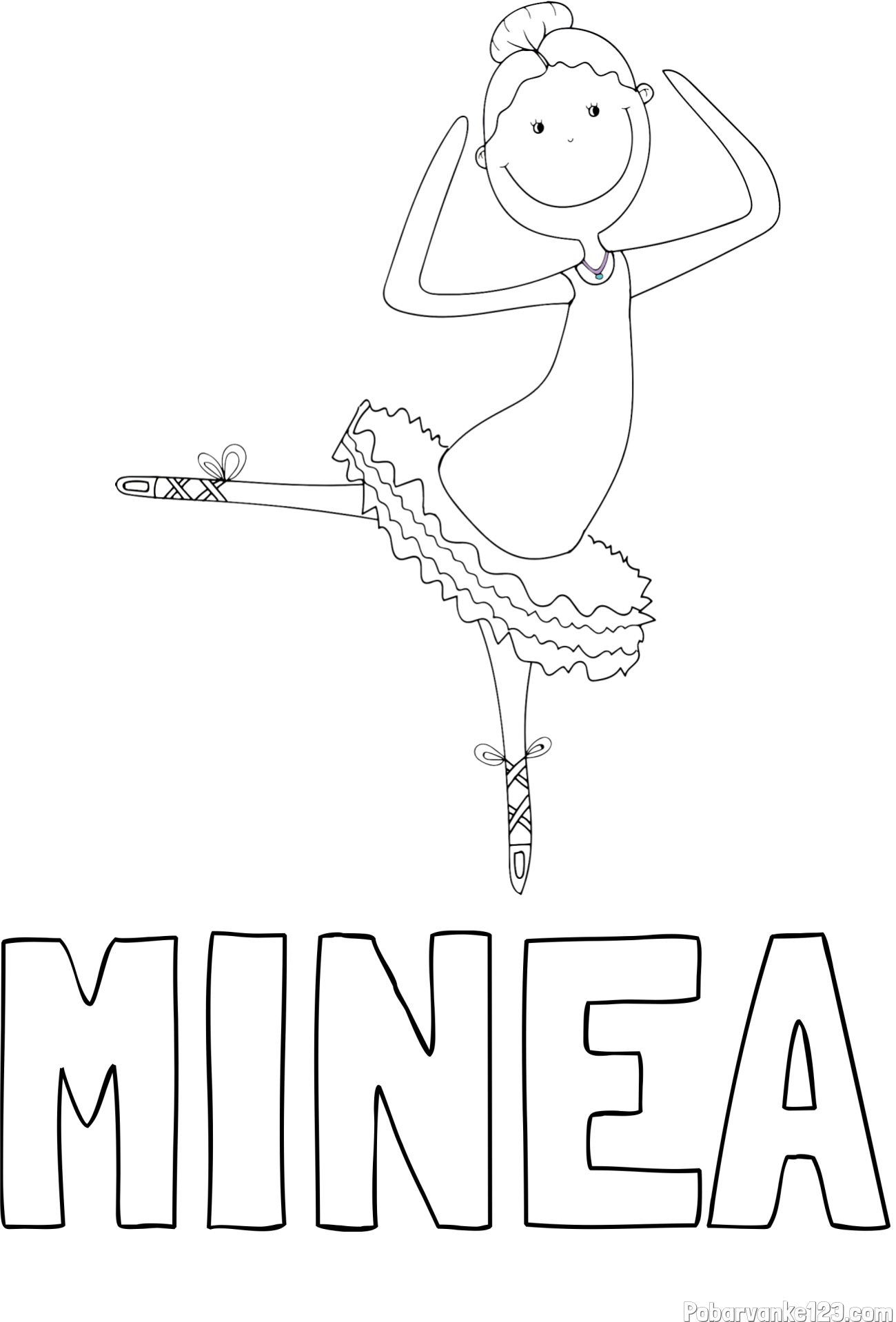 Pobarvanka imena MINEA in pobarvanka balerine