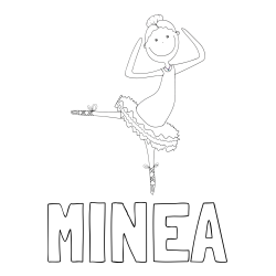 Online izdelana pobarvanka - Pobarvanka imena MINEA in pobarvanka balerine