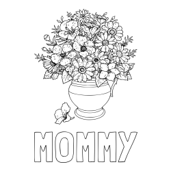 Online izdelana pobarvanka - Pobarvanka imena MOMMY in pobarvanka cvetja v vazi