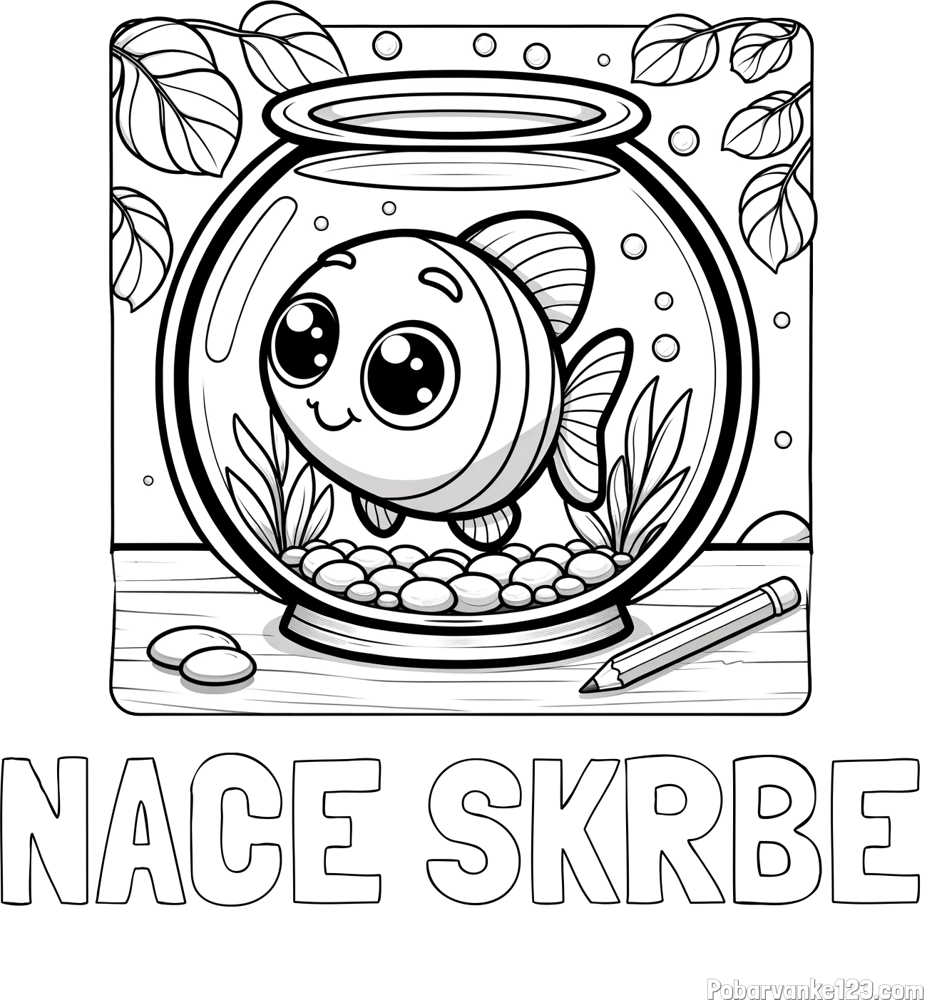 Pobarvanka imena NACE ŠKRBE in pobarvanka ljubke ribice