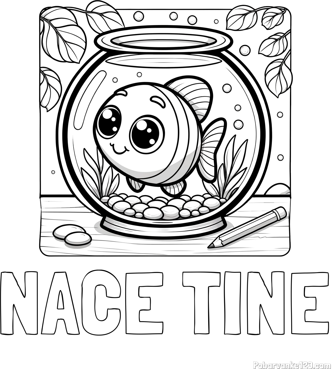 Pobarvanka imena NACE TINE in pobarvanka ljubke ribice