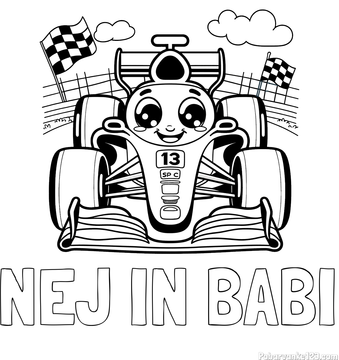 Pobarvanka imena NEJ IN BABI in otroška pobarvanka FORMULA 1
