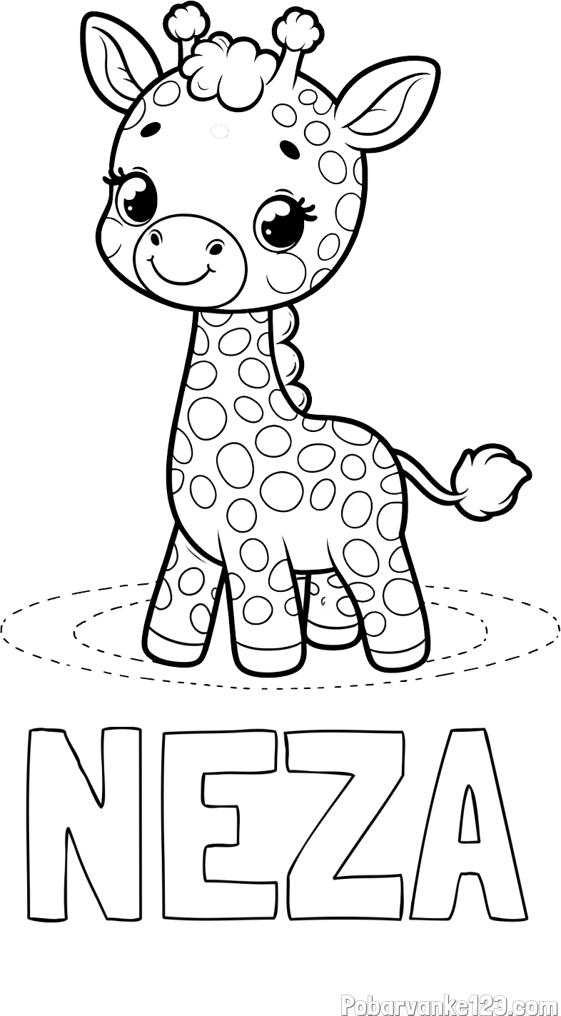 Pobarvanka imena NEZA in pobarvanka žirafe