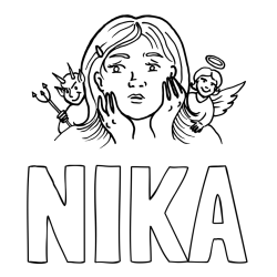 Online izdelana pobarvanka - Pobarvanka imena NIKA in pobarvanka angela varuha