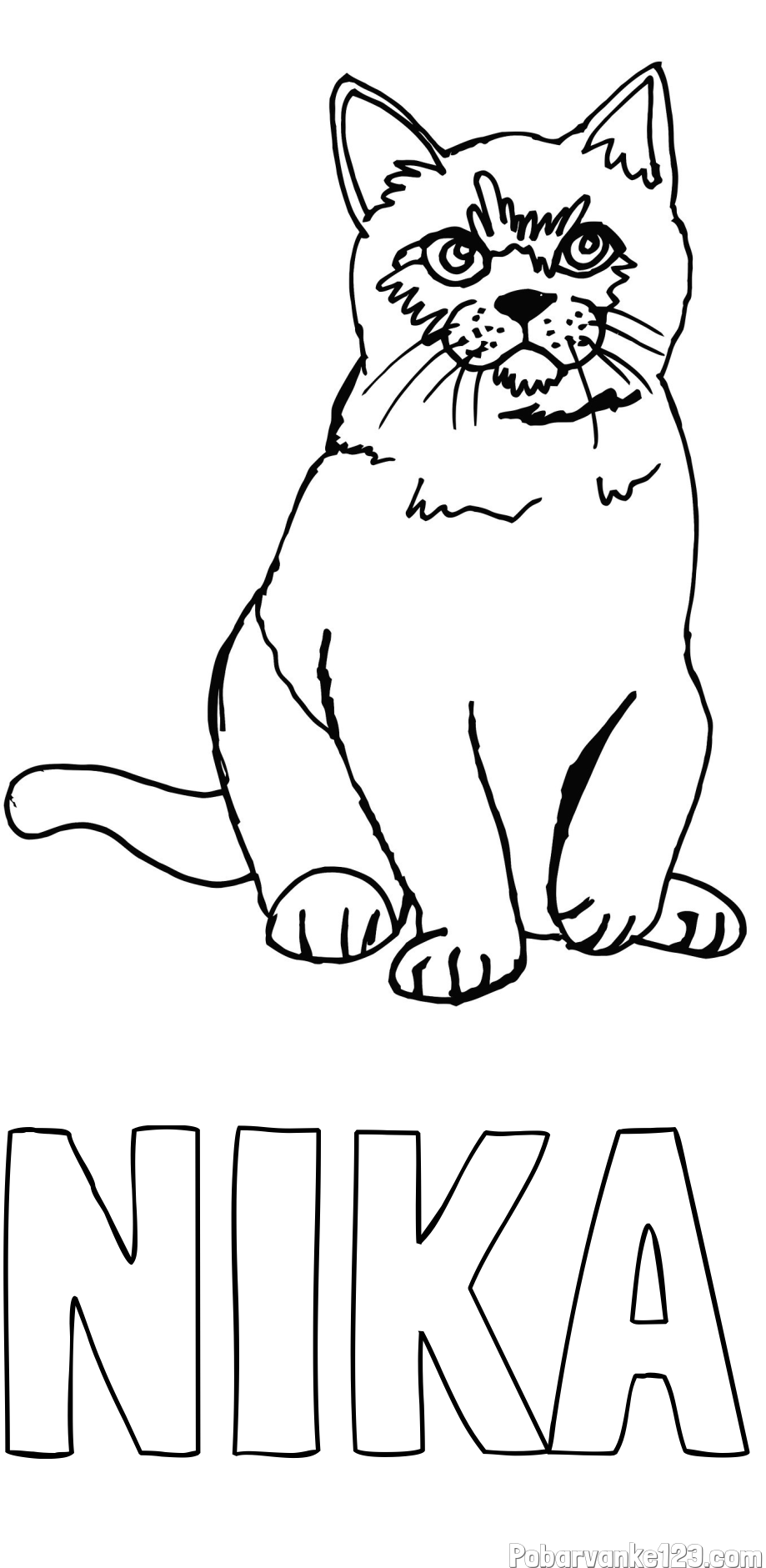 Pobarvanka imena NIKA in pobarvanka lepe mucke