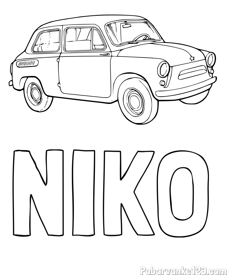 Pobarvanka imena NIKO in pobarvanka fička