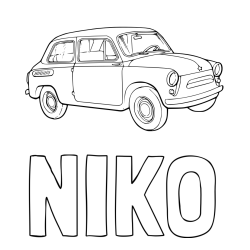 Online izdelana pobarvanka - Pobarvanka imena NIKO in pobarvanka fička