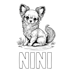 Online izdelana pobarvanka - Pobarvanka imena NINI in pobarvanka ljubke čivave