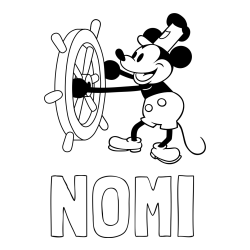 Online izdelana pobarvanka - Pobarvanka imena NOMI in pobarvanka Miki Miške (Mickey Mouse)