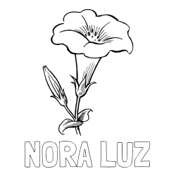 Online izdelana pobarvanka - Pobarvanka imena NORA LUZ in pobarvanka rože Gamopetalous