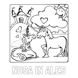 Online izdelana pobarvanka - Pobarvanka imena NUŠA IN ALEŠ in pobarvanka zaljubljenih samorogov