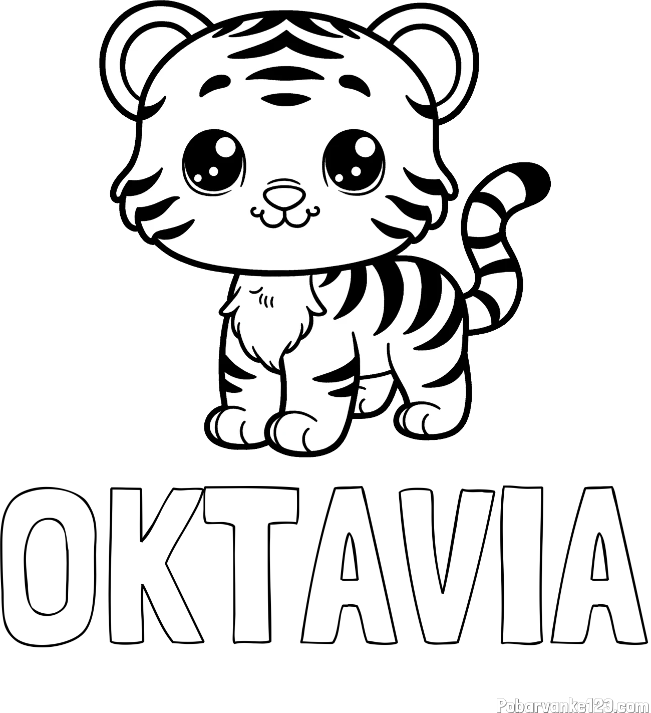 Pobarvanka imena OKTAVIA in pobarvanka ljubkega tigrčka