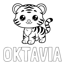 Online izdelana pobarvanka - Pobarvanka imena OKTAVIA in pobarvanka ljubkega tigrčka
