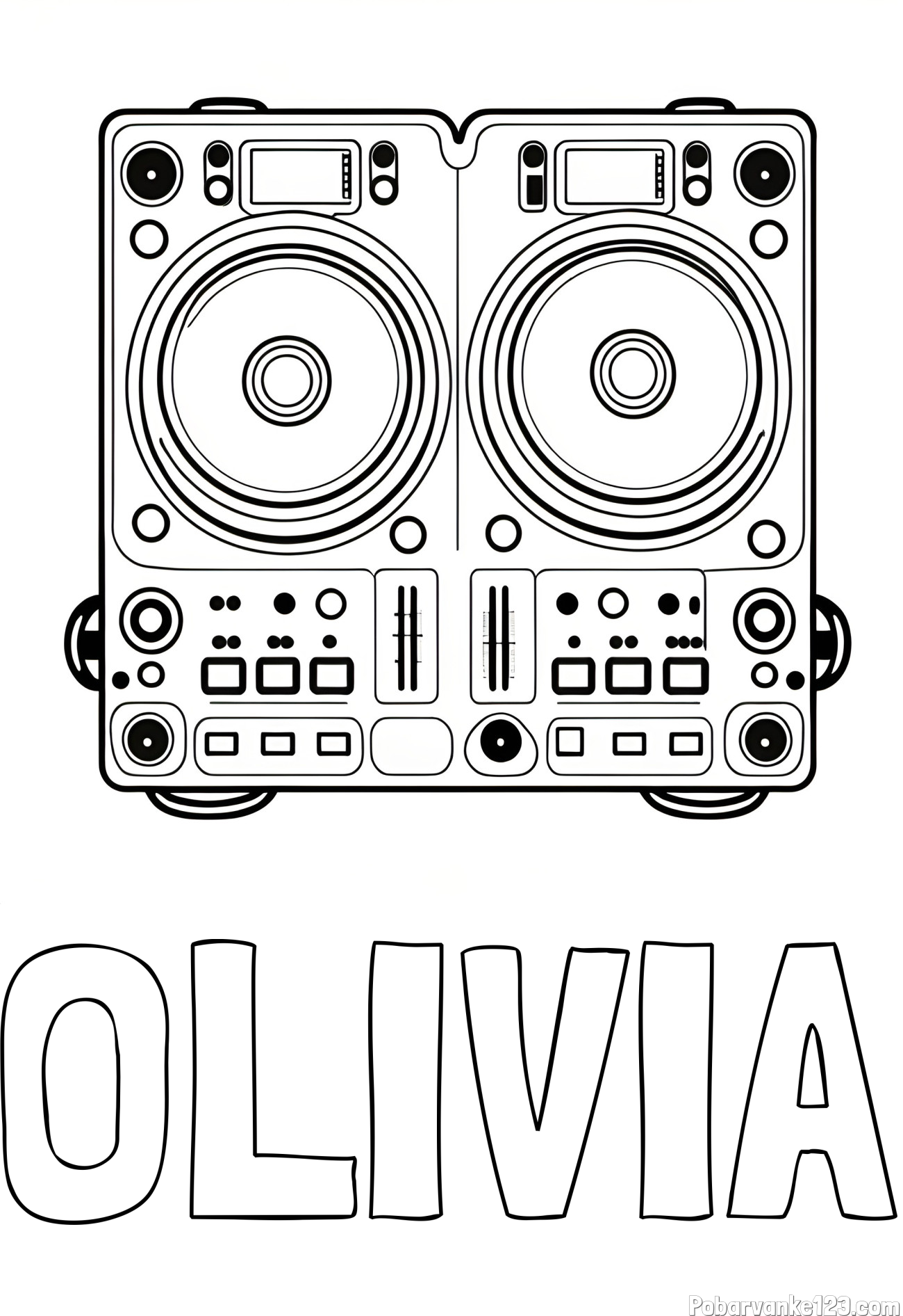 Pobarvanka imena OLIVIA in pobarvanka DJ MIXER
