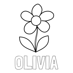 Online izdelana pobarvanka - Pobarvanka imena OLIVIA in pobarvanka lepe cvetlice