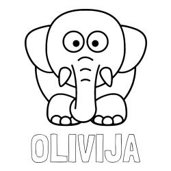 Online izdelana pobarvanka - Pobarvanka imena OLIVIJA in pobarvanka slona