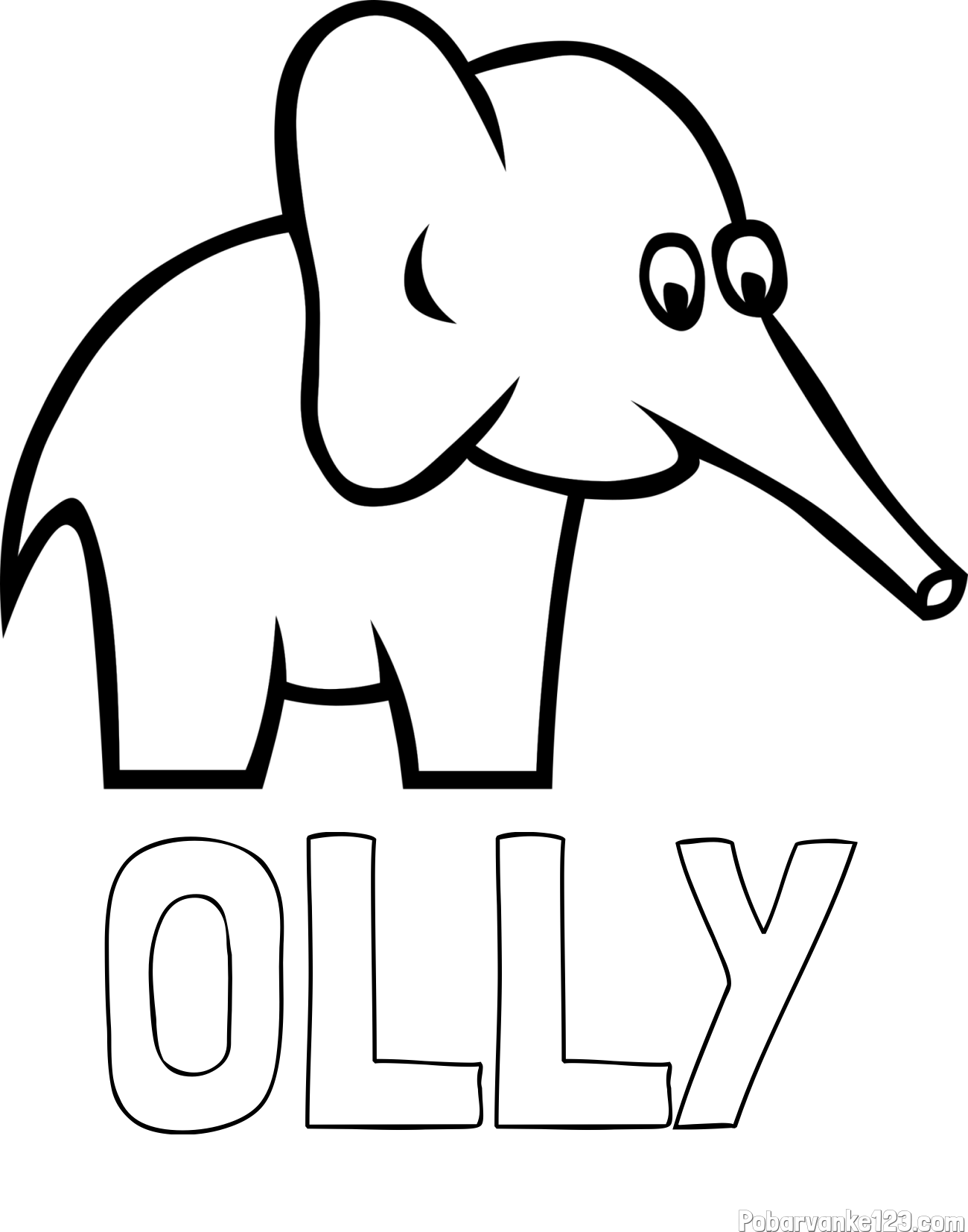 Pobarvanka imena OLLY in pobarvanka ljubkega slončka