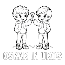 Pobarvanka imena OSKAR IN UROS in pobarvanka prijatlejev