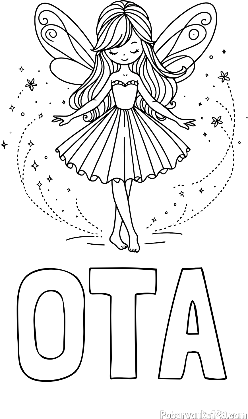 Pobarvanka imena OTA in pobarvanka ljubke čarobne vile