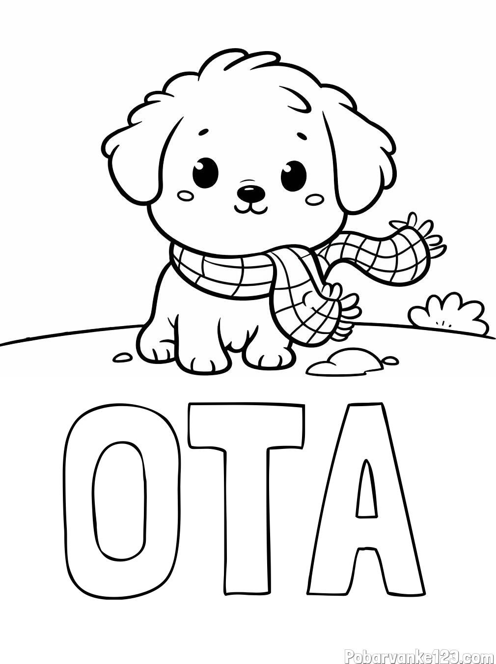 Pobarvanka imena OTA in pobarvanka prikupnega psička