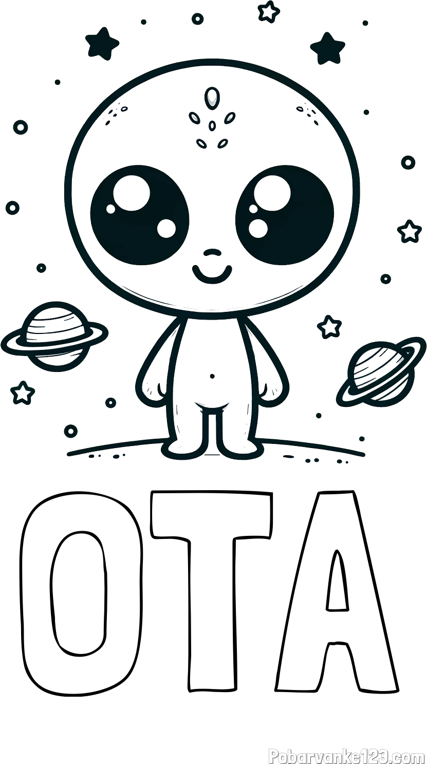 Pobarvanka imena OTA in pobarvanka vesoljec