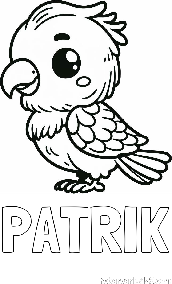 Pobarvanka imena PATRIK in pobarvanka ljubkega papagaja