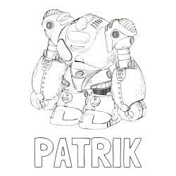 Online izdelana pobarvanka - Pobarvanka imena PATRIK in pobarvanka velikega robota