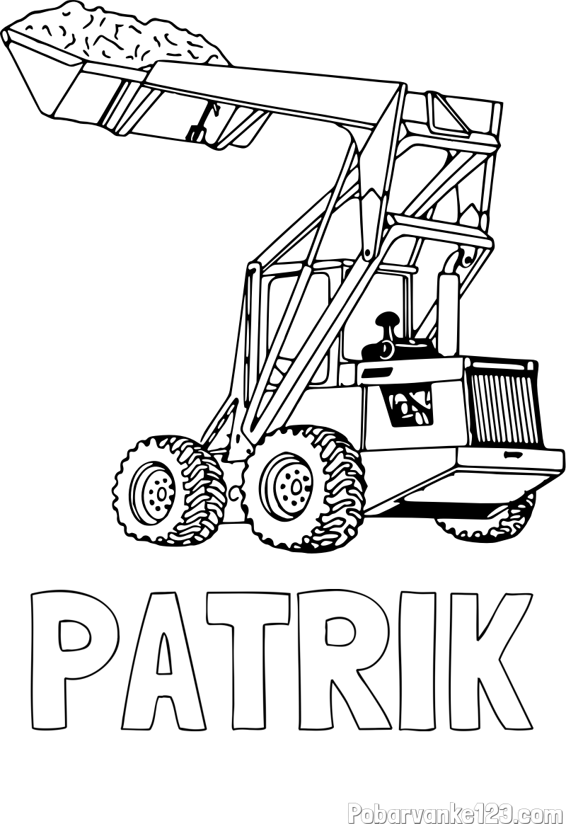 Pobarvanka imena PATRIK in pobarvanka velikega traktorja