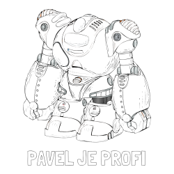 Online izdelana pobarvanka - Pobarvanka imena PAVEL JE PROFI in pobarvanka velikega robota