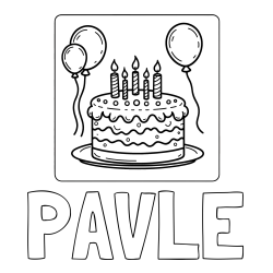 Online izdelana pobarvanka - Pobarvanka imena PAVLE in pobarvanka torte za 5. rojstni dan
