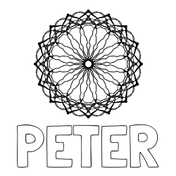 Online izdelana pobarvanka - Pobarvanka imena PETER in madale