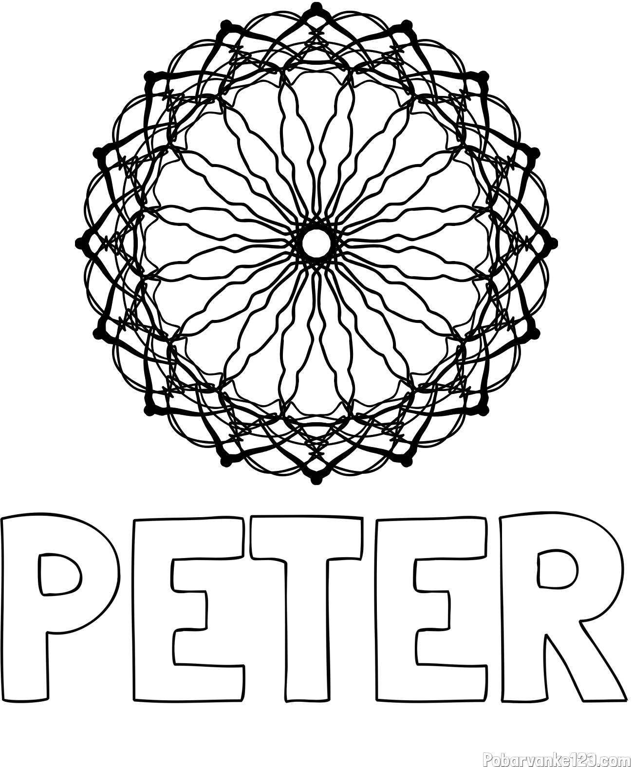 Pobarvanka imena PETER in madale