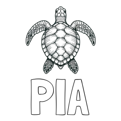 Online izdelana pobarvanka - Pobarvanka imena PIA in enostavna pobarvanka želve