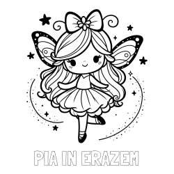 Online izdelana pobarvanka - Pobarvanka imena PIA IN ERAZEM in ljubka čarobna vila