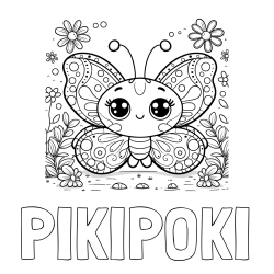 Online izdelana pobarvanka - Pobarvanka imena PIKIPOKI in pobarvanka ljubkega metuljčka