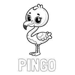 Online izdelana pobarvanka - Pobarvanka imena PINGO in pobarvanka majhnega flaminga