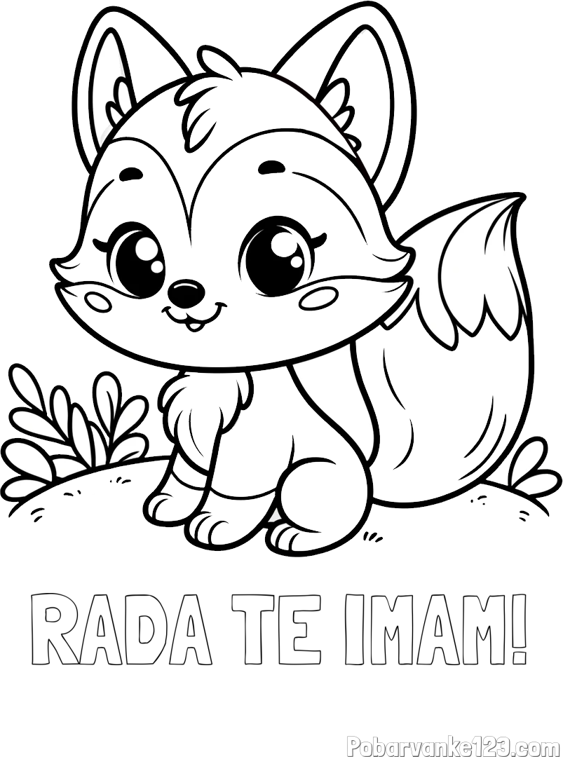 Pobarvanka imena RADA TE IMAM! in pobarvanka lisičke