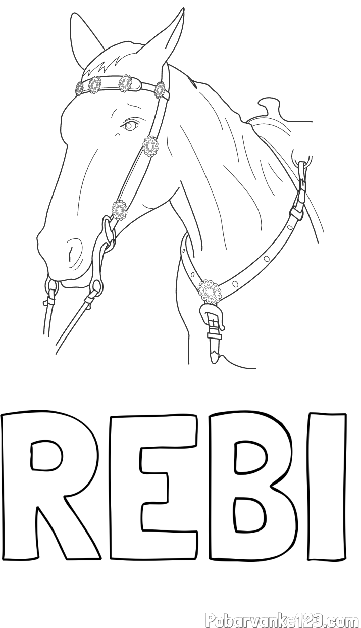 Pobarvanka imena REBI in pobarvanka konjske glave