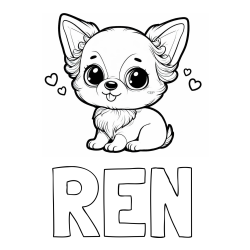 Online izdelana pobarvanka - Pobarvanka imena REN in pobarvanka čivave