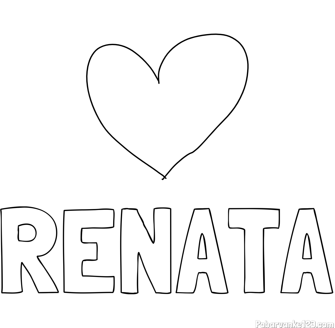 Pobarvanka imena RENATA in srček