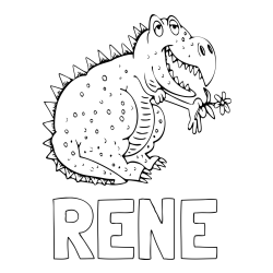 Online izdelana pobarvanka - Pobarvanka imena RENE in pobarvanka veselega dinozavra