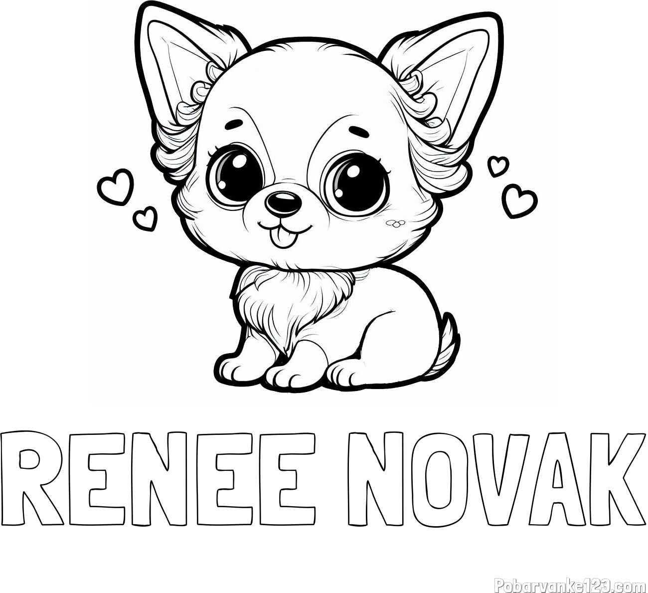 Pobarvanka imena RENEE NOVAK in pobarvanka čivave