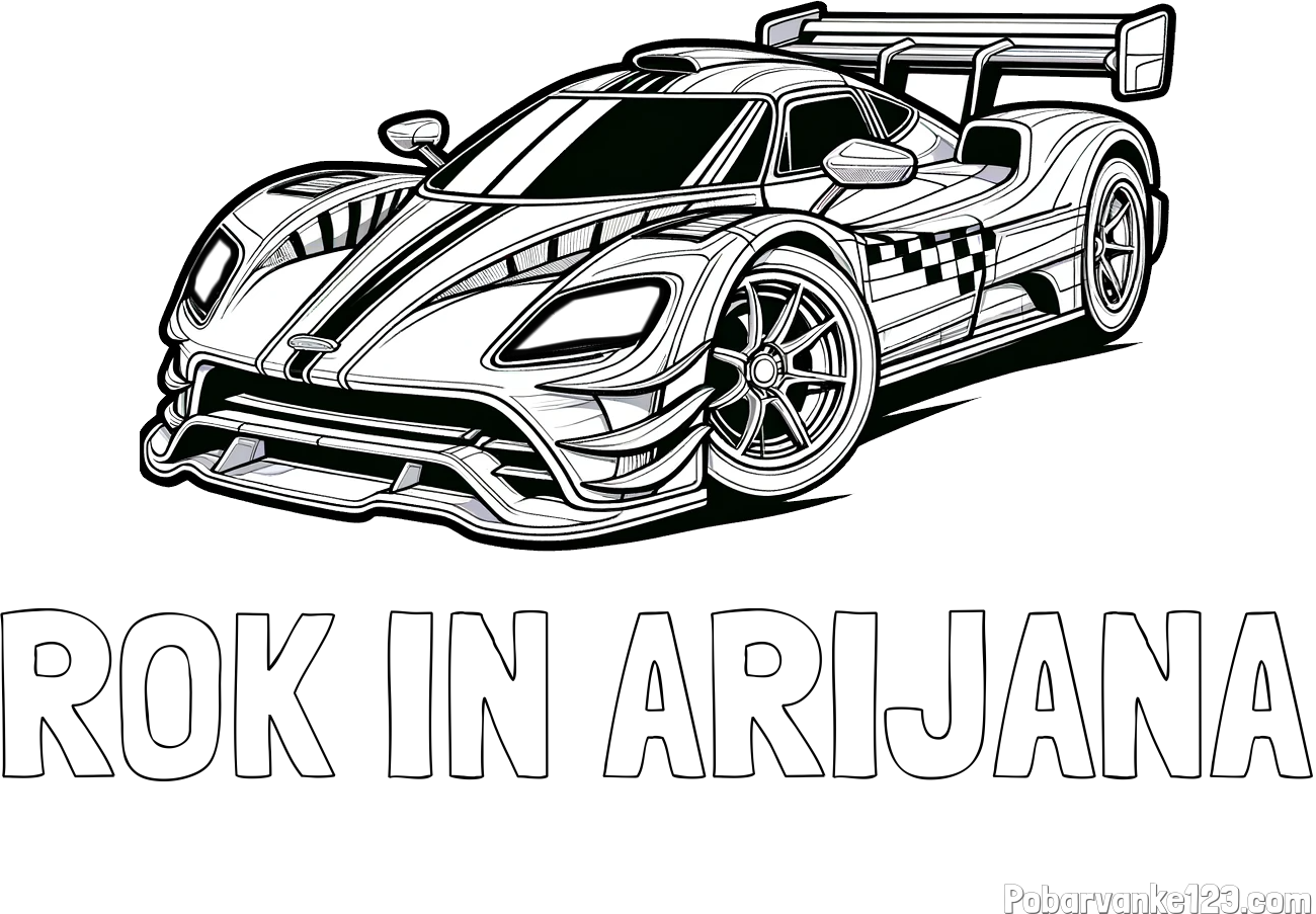 Pobarvanka imena ROK IN ARIJANA in pobarvanka modernega športnega avtomobila