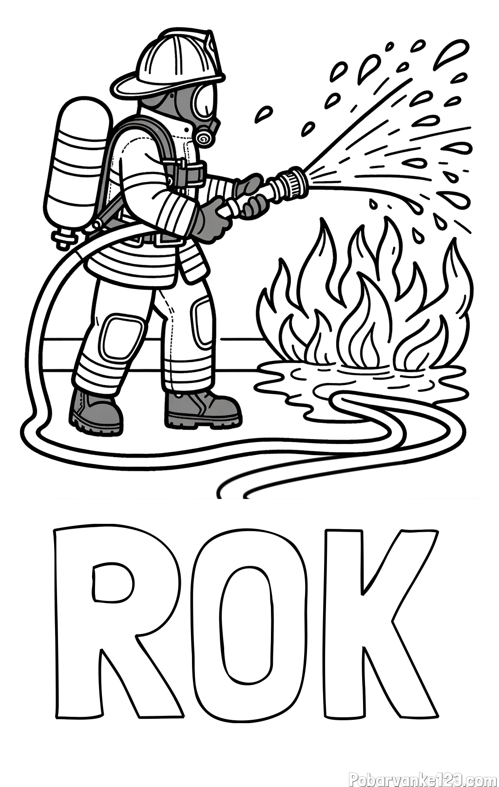 Pobarvanka imena ROK in pobarvanka gasilca in velikega požara