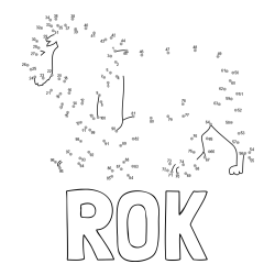 Online izdelana pobarvanka - Pobarvanka imena ROK in pobarvanka leva - poveži številke