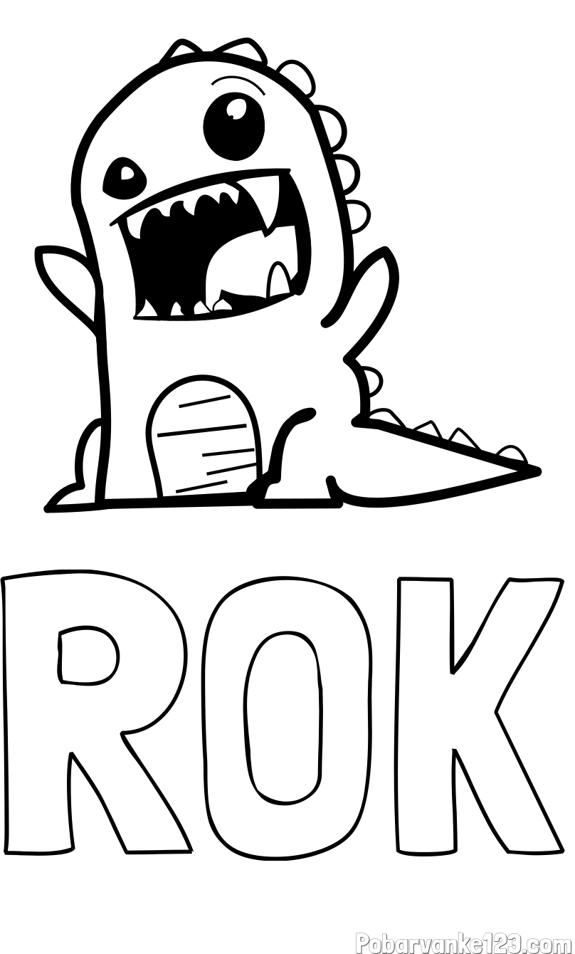 Pobarvanka imena ROK in pobarvanka strašnega dinozavra