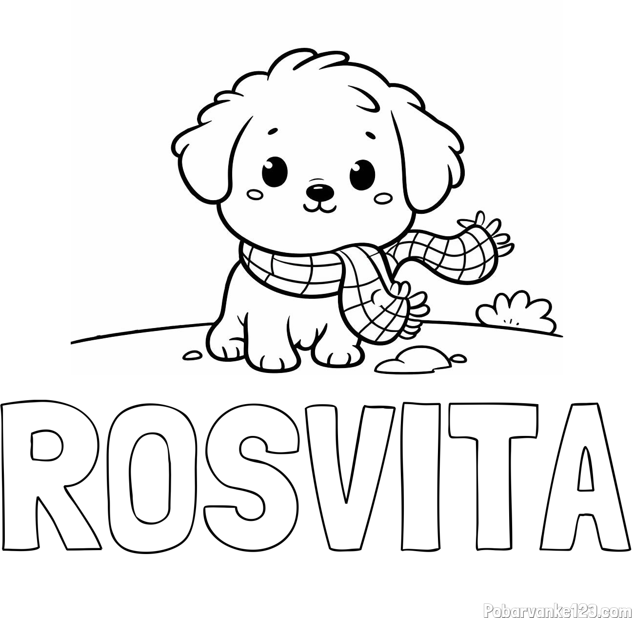 Pobarvanka imena ROSVITA in pobarvanka prikupnega psička