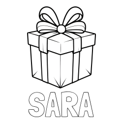 Online izdelana pobarvanka - Pobarvanka imena SARA in pobarvanka darilne škatle s pentljo