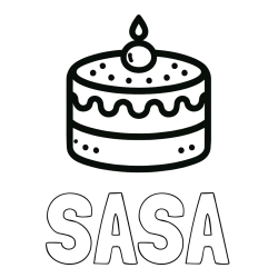 Online izdelana pobarvanka - Pobarvanka imena SASA in otroška pobarvanka majhne torte