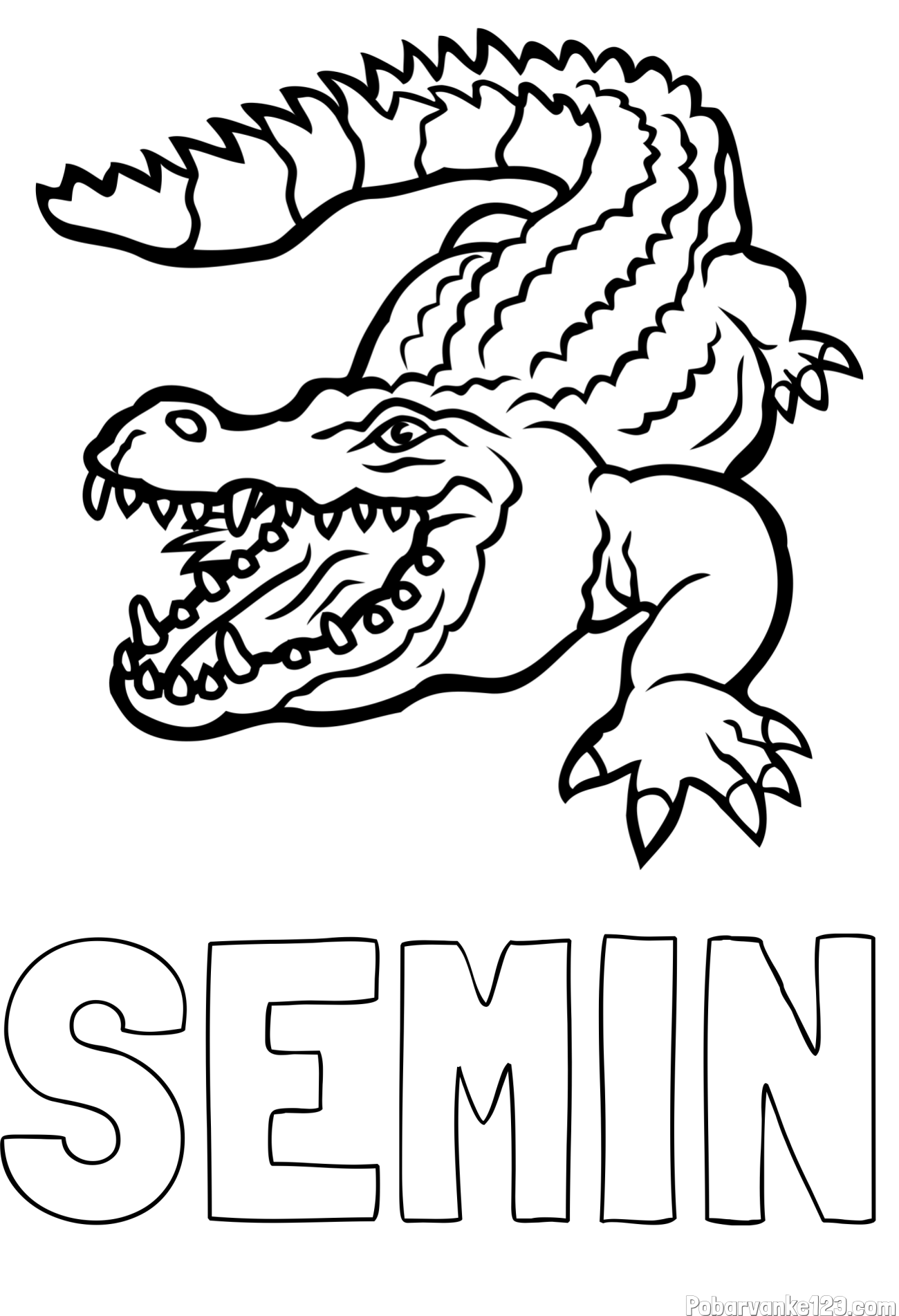 Pobarvanka imena SEMIN in pobarvanka krokodila